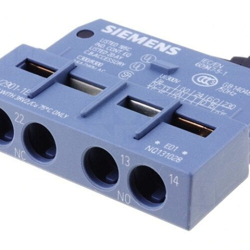 Siemens 3RV29011E-TRANSVERS AUX. SWT. WITH SCREW TER(1NO+1NC)MOUNT. ON FRONT