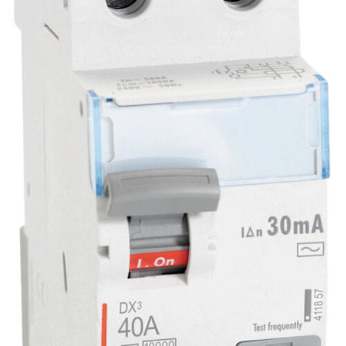 Legrand 411857 – 40A DOUBLE POLE 100mA 240V AC DX3 RCCB